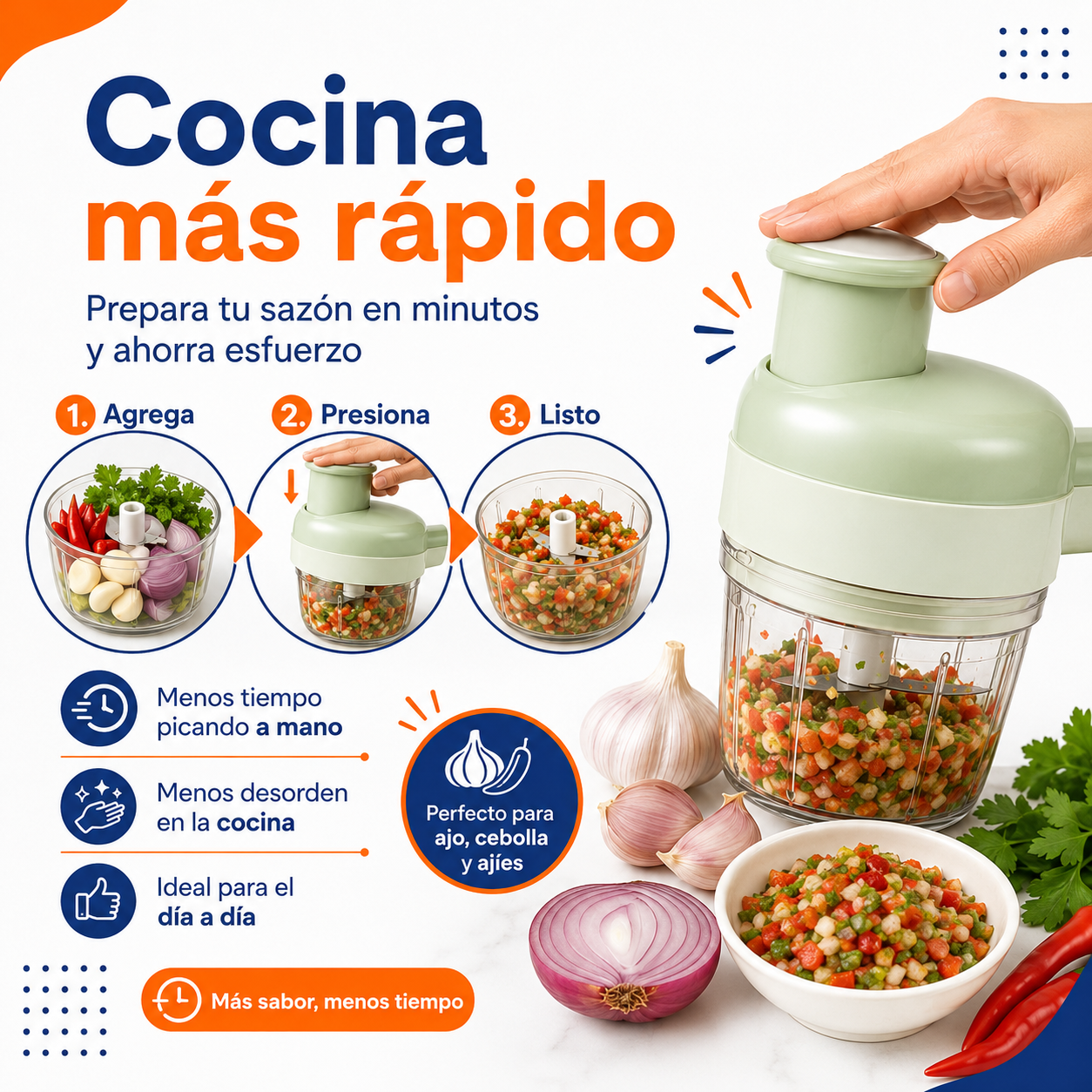 Picador de cocina 4 en 1 | Cocina rápido y sin ensuciar