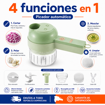 Picador de cocina 4 en 1 | Cocina rápido y sin ensuciar